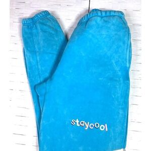 Stay Cool Embroidered Sweatpants Trendy Casual Lounge Joggers‎ Blue Size Large